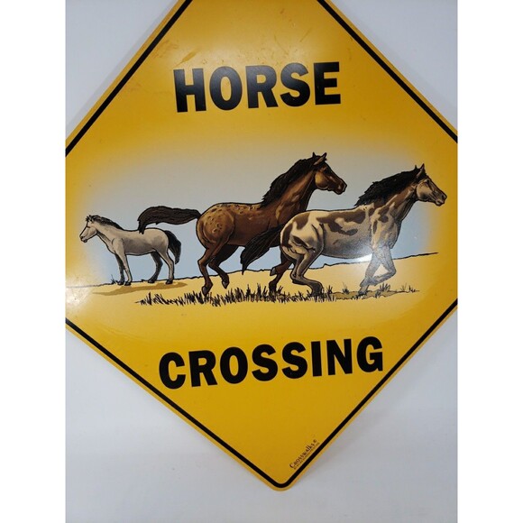 Horse Crossing Sign Yellow Caution Crosswalks Atlas Screen Printing 12" x 12" - Picture 7 of 10